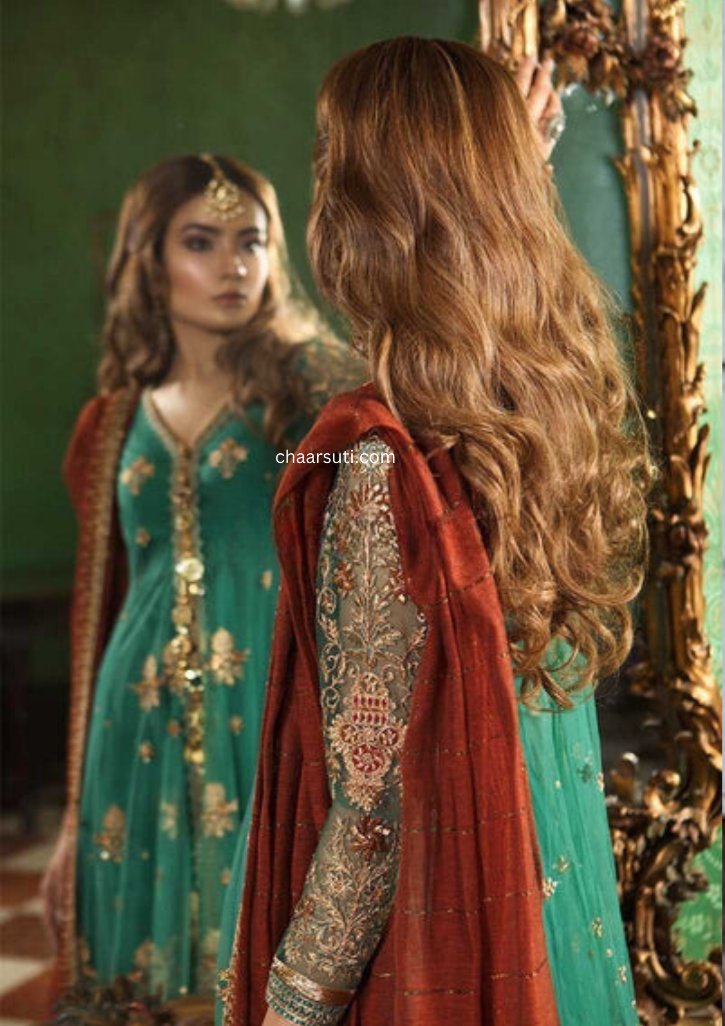 Maria.B Wedding Edit Collection - Emerald Green Colored with Gold Accents BD-04