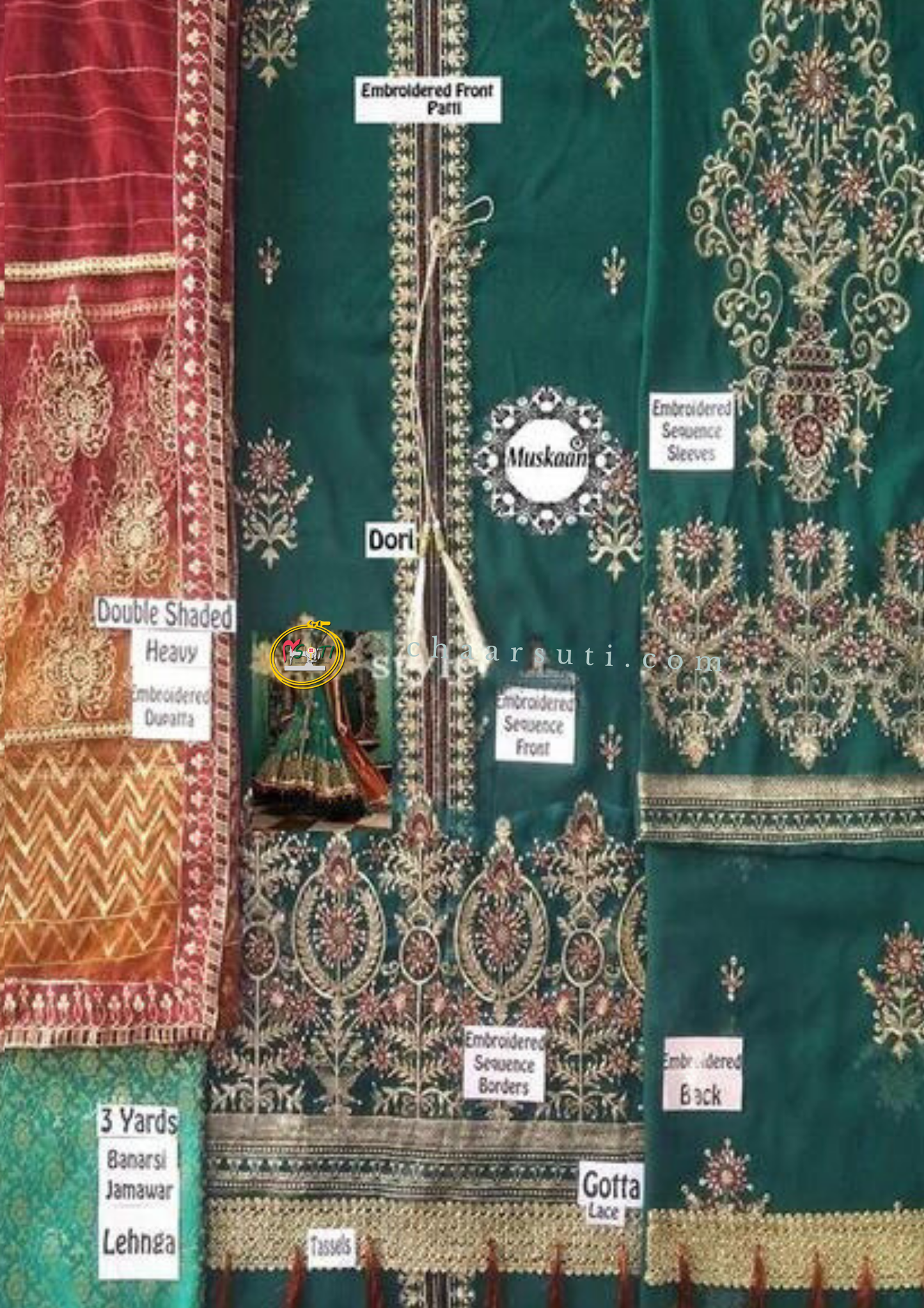 Maria.B Wedding Edit Collection - Emerald Green Colored with Gold Accents BD-04