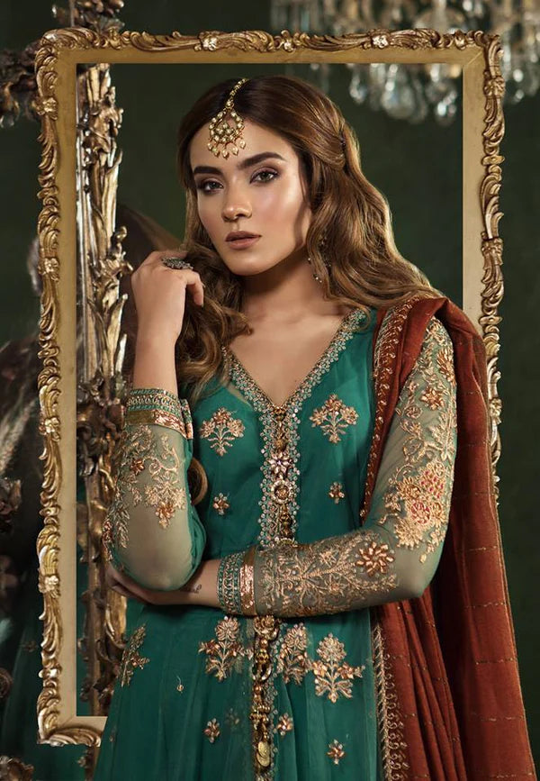 Maria.B Wedding Edit Collection - Emerald Green Colored with Gold Accents BD-04