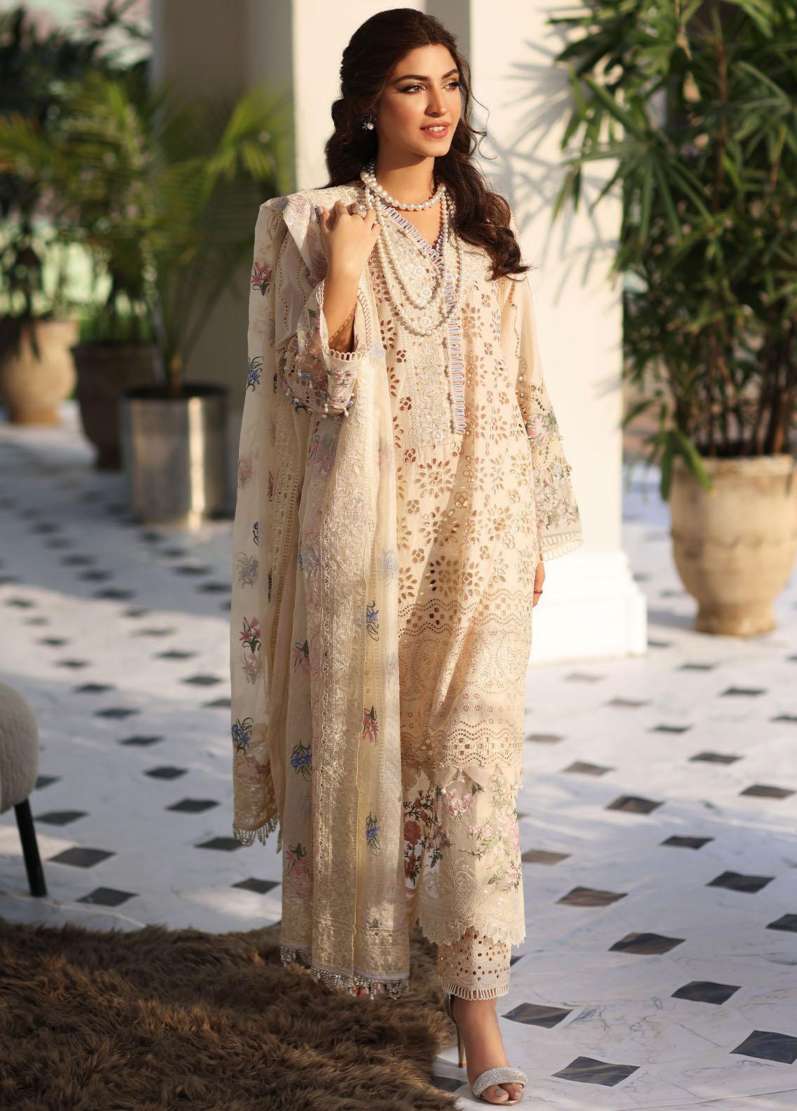 Elaf Embroidered Lawn Suits Unstitched 3 Piece EF23FC ELC-07 Harmony - Festive Collection