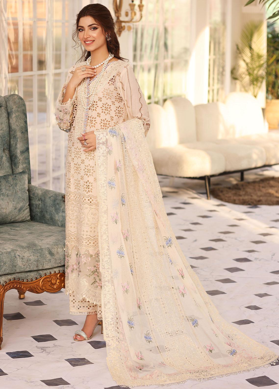 Elaf Embroidered Lawn Suits Unstitched 3 Piece EF23FC ELC-07 Harmony - Festive Collection