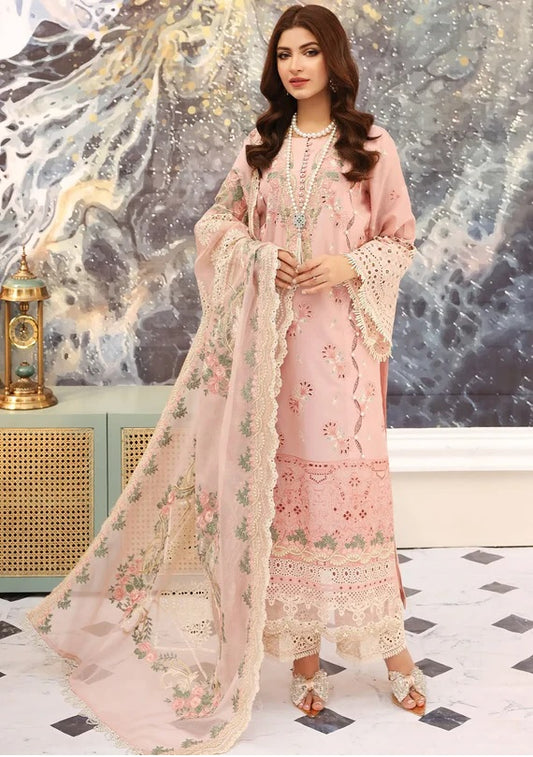 Elaf Pink Chikankari Lawn Embroidery Dress 3pc   ELC-06 FLAMINGO